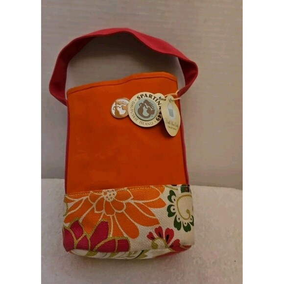 Spartina 449 Double Wine Caddy Carson Cottage Orange Floral 9x7x4" - Picture 3 of 4